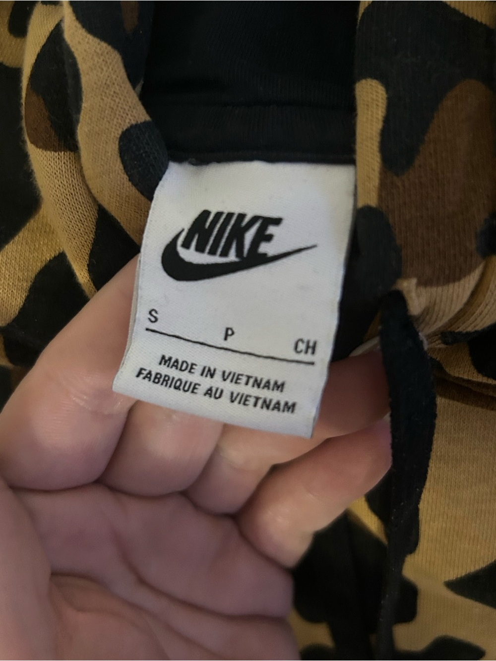 Nike Leopard Print Pullover Hoodie in Tan, Black with Red Logo - Picture 2 of 7